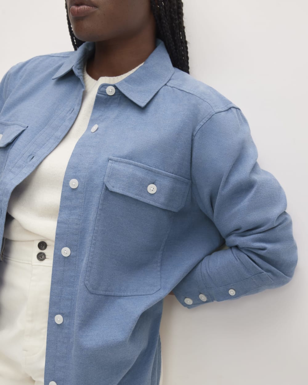The Classic Cotton Flannel Shirt | Heathered Heritage Blue - Image 4