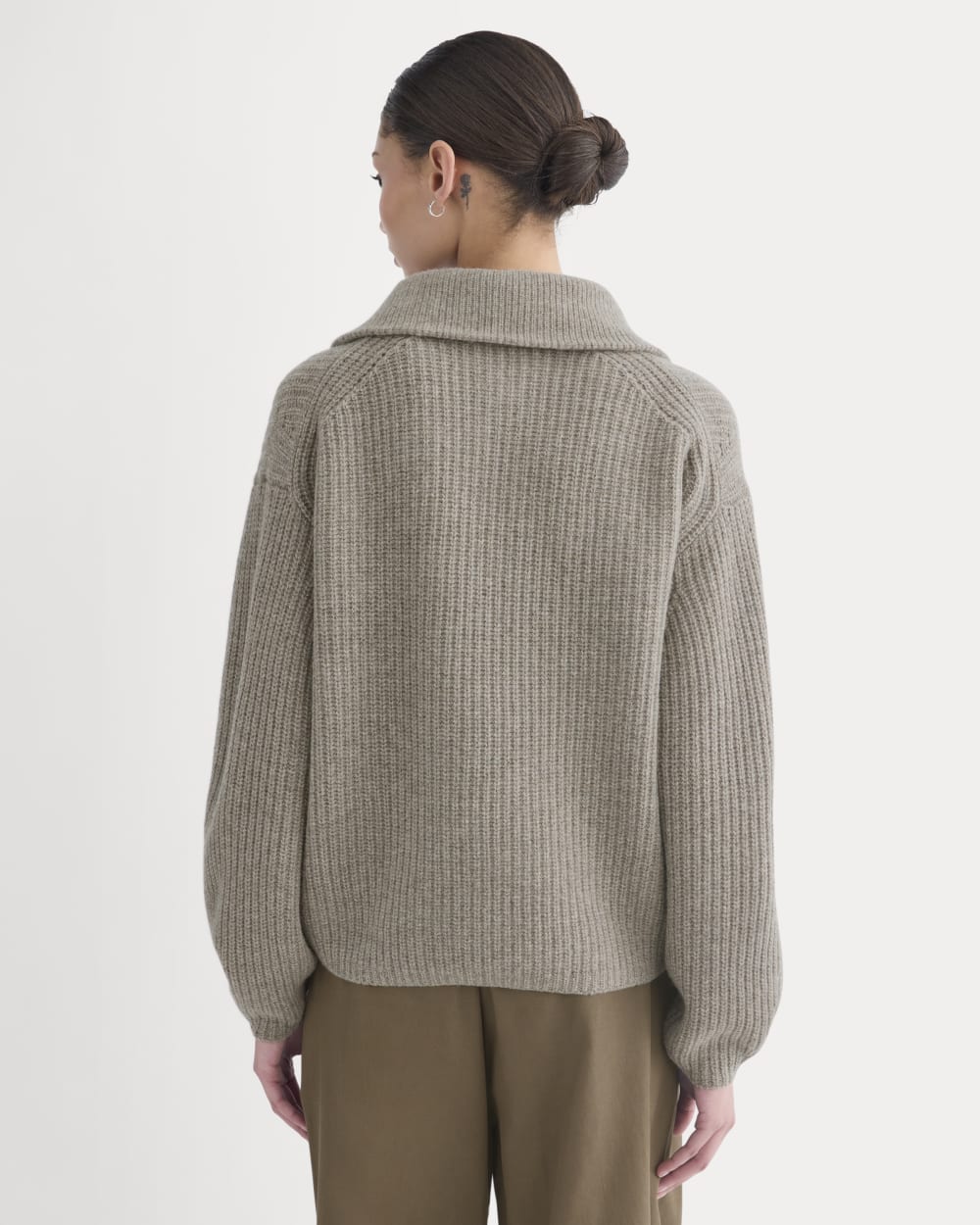 The Half-Zip Sweater in Luxe Merino | Heather Soft Taupe - Image 5