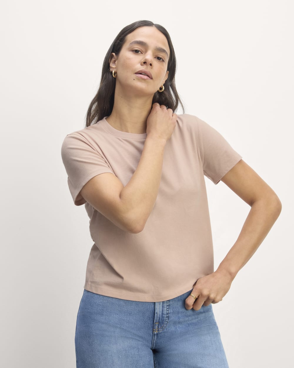 The Box-Cut Tee in Essential Cotton | Rose Smoke | No Pocket - Image 3