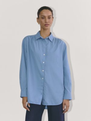 The Gathered Shirt in Silky Cotton | Bluebell
