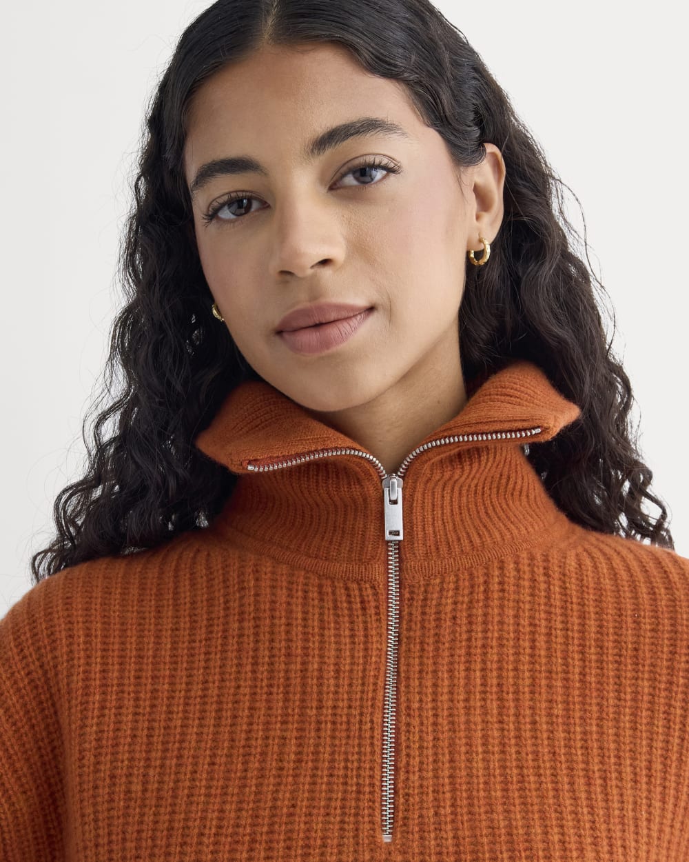 The Half-Zip Sweater in Luxe Merino | Rust Heather - Image 4