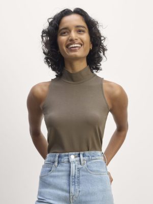 The Form Mock-Neck Tank | Taupe