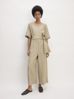 The Wrap Jumpsuit in Linen | Trench Coat Khaki