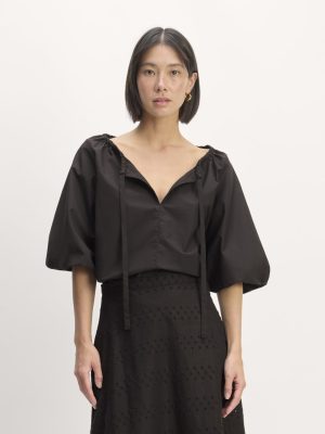 The Supima® Puff-Sleeve Top | Black
