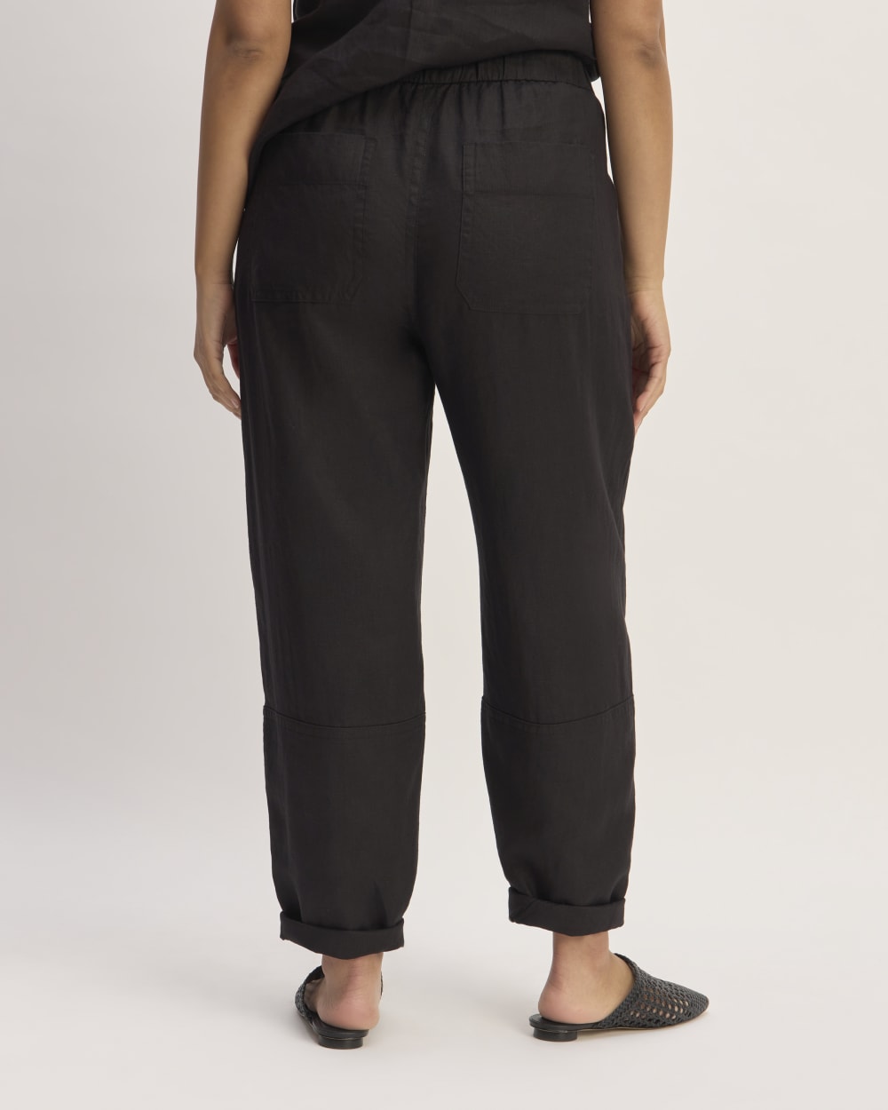 The Linen Pull-On Barrel Pant | Black - Image 6