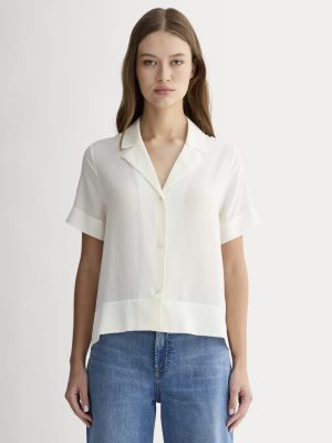 The Notch Shirt in Washable Silk | Off-White