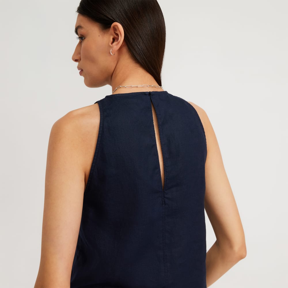 The Linen High-Neck Tank | Navy - Image 5
